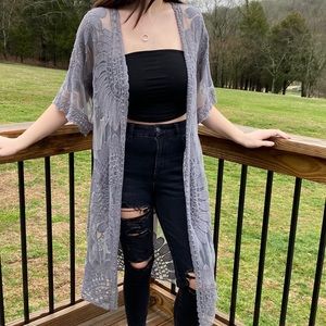 Grey Lace Kimono